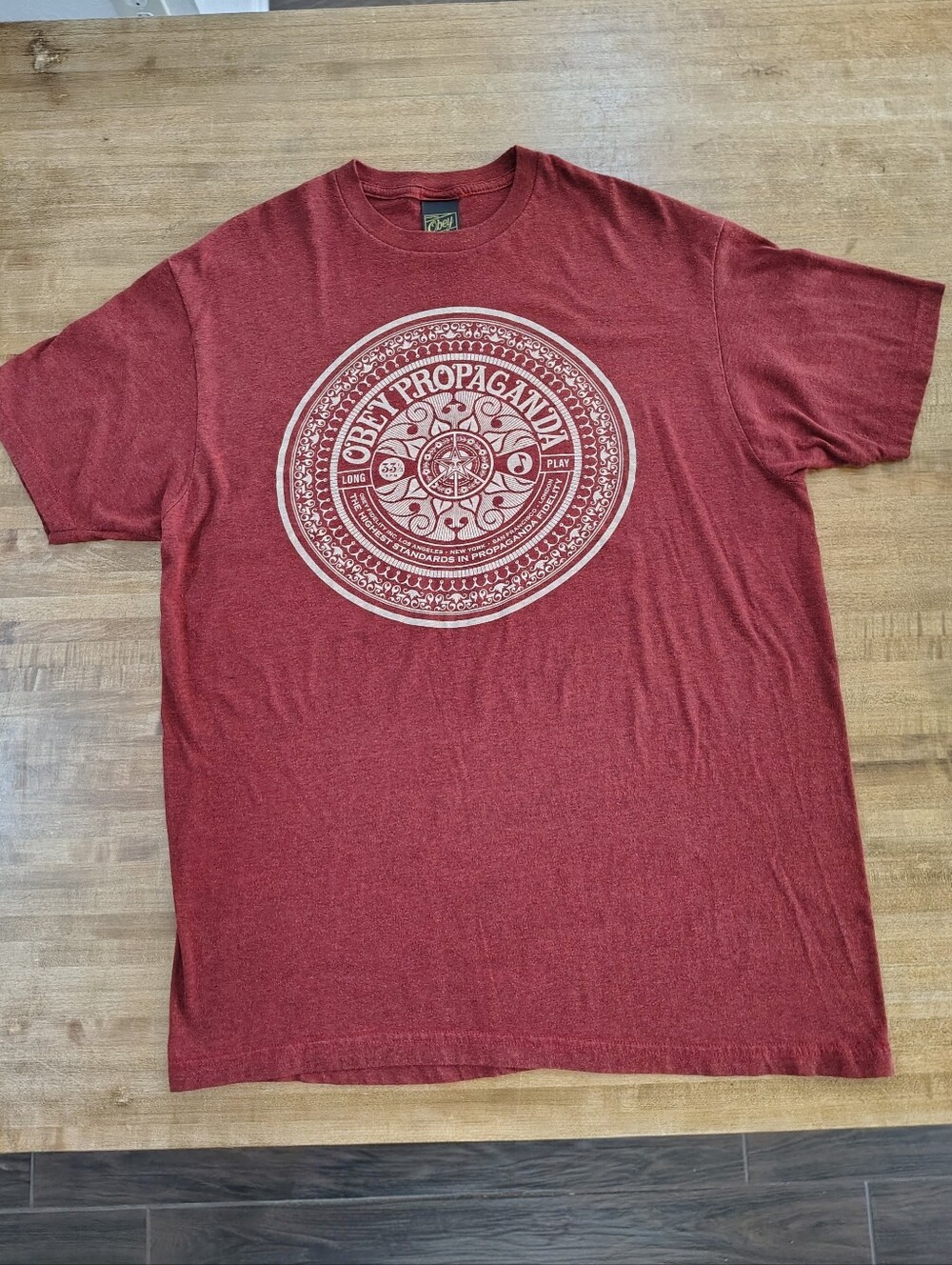 Obey Burgundy Obey Propaganda Graphic Short-Sleeve Tee Size XL